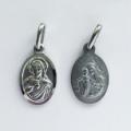  Sterling Silver Rhodium Plated Small Oval Scapular Medal 
