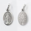  Sterling Silver Rhodium Plated Small Oval Miraculous Medal 