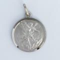  Sterling Silver Rhodium Plated Medium Round Saint Michael Medal 
