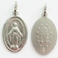 Sterling Silver Rhodium Plated Large Oval Miraculous Medal 