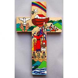  \"Noah\'s Arc\" Wood Cross from El Salvador (12\") 