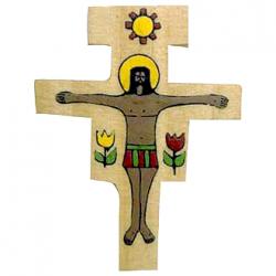  \"San Damiano\" Risen Christ Wood Cross/Crucifix from El Salvador (3\") 