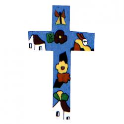  \"Flowered\" Wood Cross from El Salvador (2 1/2\", 4\") 