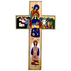  \"Nativity/Christmas\" Wood Cross from El Salvador (12\") 