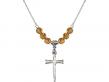  Nail Cross Medal Birthstone Necklace Available in 15 Colors 