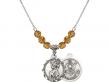  St. Christopher/Army Medal Birthstone Necklace Available in 15 Colors 