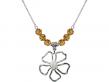  Five Pedal Flower Medal Birthstone Necklace Available in 15 Colors 