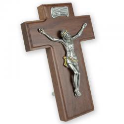  Hanging/Standing Walnut Crucifix for Church & Home (7 1/2\") 
