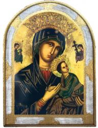  Our Lady of Perpetual Help Florentine Print w/Wood Plaque 