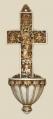  True Church Cross Holy Water Font in Alabaster, 9" 
