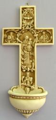  True Church Cross Holy Water Font in Alabaster, 12\" 
