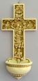  True Church Cross Holy Water Font in Alabaster, 12" 