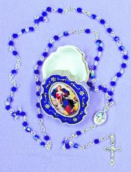  Our Lady Untier of Knots Blue Jewel Rosary & Box w/Blue Enamel 