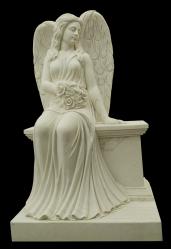  Seated Angel Statue in Masha Marble, 48\" & 60\"H 