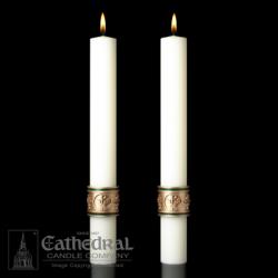 Complementing Altar Candles, Cross of St. Francis 1-1/2 x 12, Pair 