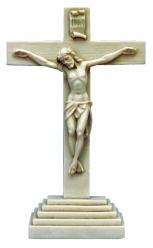  Standing Antiqued Alabaster Crucifix, 10.5\" 
