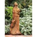  St. Francis of Assisi Statue w/Wolf & Bird in Fiberglass, 27"H 