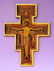  San Damiano Crucifix w/Raised Border, 10\" 