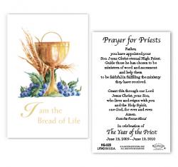  Chalice and Wheat Holy Card with Year of the Priest Prayer 
