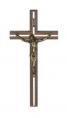  10" Walnut Wall Crucifix Brass inlay w/Bronze Corpus 
