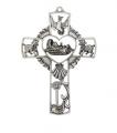  Pewter Baby Wall Cross (5") 