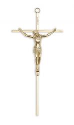  Brass Wall Crucifix w/Gold Corpus 10\" 