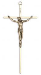  Brass Wall Crucifix w/Bronze Corpus 10\" 