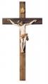  8" Beveled Fontanini Crucifix in Walnut Wood - Antique Ivory Corpus 