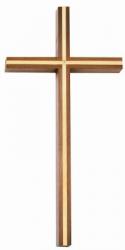  Block 10\" Crucifix in Walnut Wood - Brass Inlay 