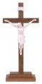  Standing Block 9" Crucifix (Fontanini) in Walnut Wood - Antique Ivory Corpus 