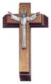 Sick Call Set 13 1/4" Crucifix in Cherry Wood - Pewter Risen Christ 