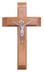  Sick Call Set 13 1/4\" Crucifix in Walnut Wood - Pewter Corpus 