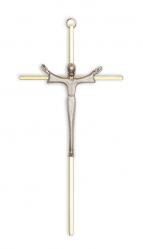  Brass Wall Crucifix w/Silver Risen Christ 10\" 