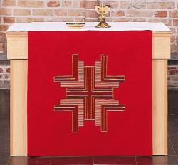  Red \"Designed Cross\" Altar Cover - Emmaus or Omega Fabric 