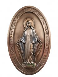 Miraculous Medal Plaque in Hand-Painted Cold-Cast Bronze 