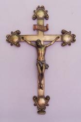  Wall Crucifix Hand-Painted in Cold Cast Bronze, 15.75\" 