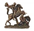  St. George w/Dragon Statue in Hand-Painted Cold Cast Bronze, 10.5"H 