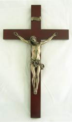  Wall Crucifix w/Hand-Painted Corpus & Wood Cross, 14\" 