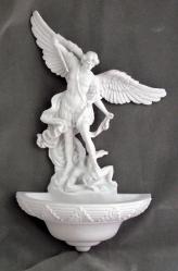  St. Michael Water Font in White, 9\" 