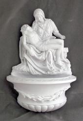  Pieta Holy Water Font in White, 10\" 