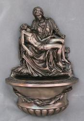  Pieta Holy Water Font in a Cold-Cast Bronze, 10\" 