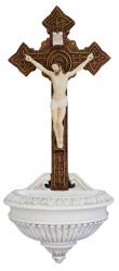  Crucifixion Holy Water Font Hand-Painted, 11\" 