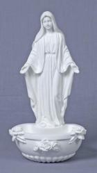  Our Lady of Grace Holy Water Font in White, 7.5\" 