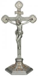  Standing Ornate Crucifix in Pewter Style Finish, 22.5\" Ht 