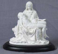  Pieta Statue in White w/Black Wood Base, 5 3/4\"H 