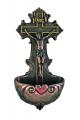  Crucifixion Holy Water Font Hand-Painted in Cold Cast Bronze, 6.75" 