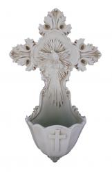  Holy Family Holy Water Font in Antiqued Resin, 6\" 