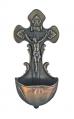  Crucifixion Holy Water Font Hand-Painted in Cold Cast Bronze, 7.5" 