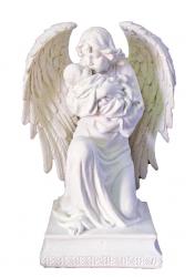  Guardian Angel w/Child in White Resin, 7\" 