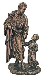  St. Joseph w/Child Statue - Cold Cast Bronze, 8.25\"H 